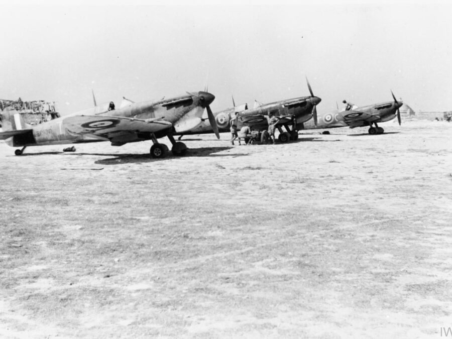 Spitfires of No. 249 Squadron RAF at readiness at Ta Kali, Malta, 1942