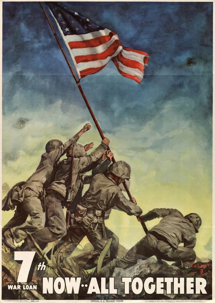Seventh War Loan poster built on the flag-raising photograph