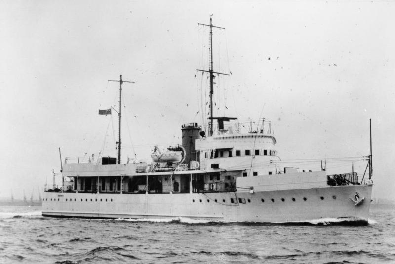 The Royal Navy gunboat HMS Grasshopper in China