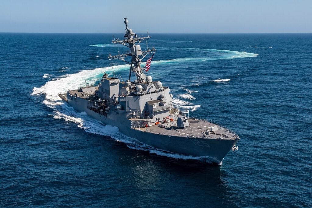 The destroyer Jack H. Lucas (DDG 125) during acceptance trials in 2023