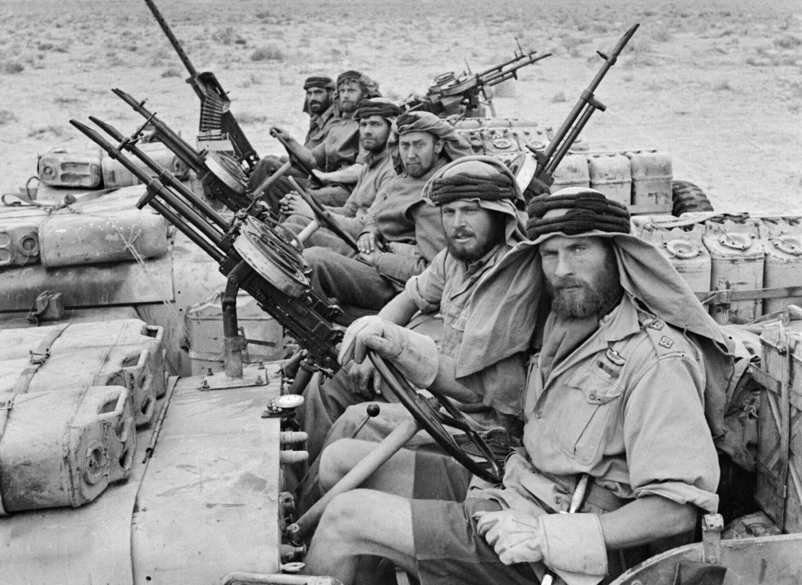 A heavily armed SAS jeep patrol in the North African desert, January 1943