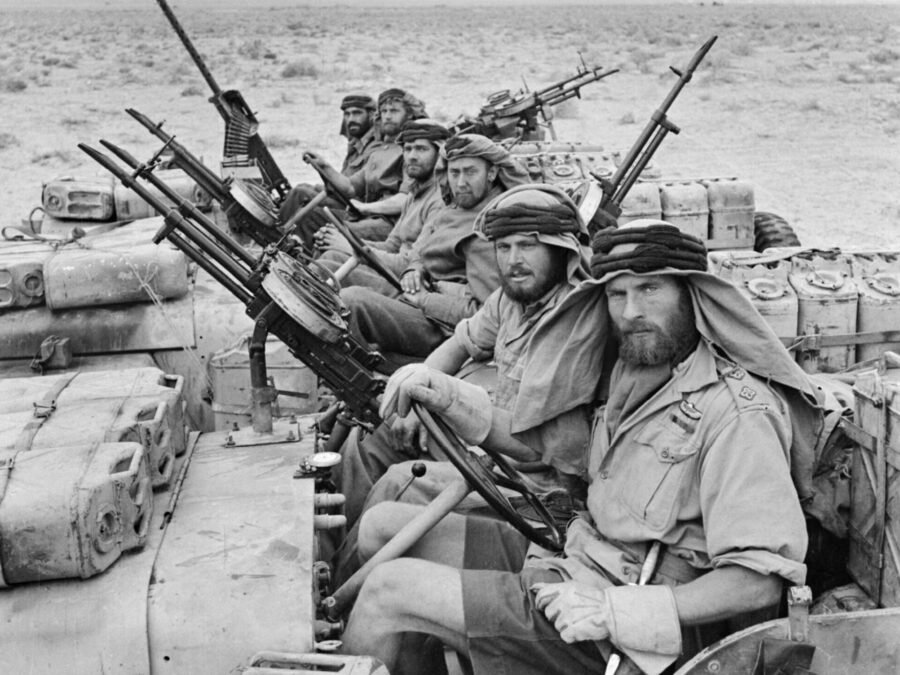 A heavily armed SAS jeep patrol in the North African desert, January 1943